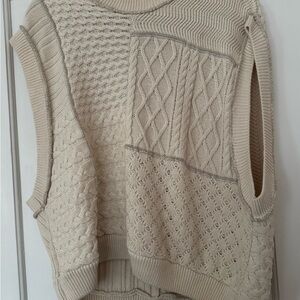 Free People Beige Patchwork Sweater Vest